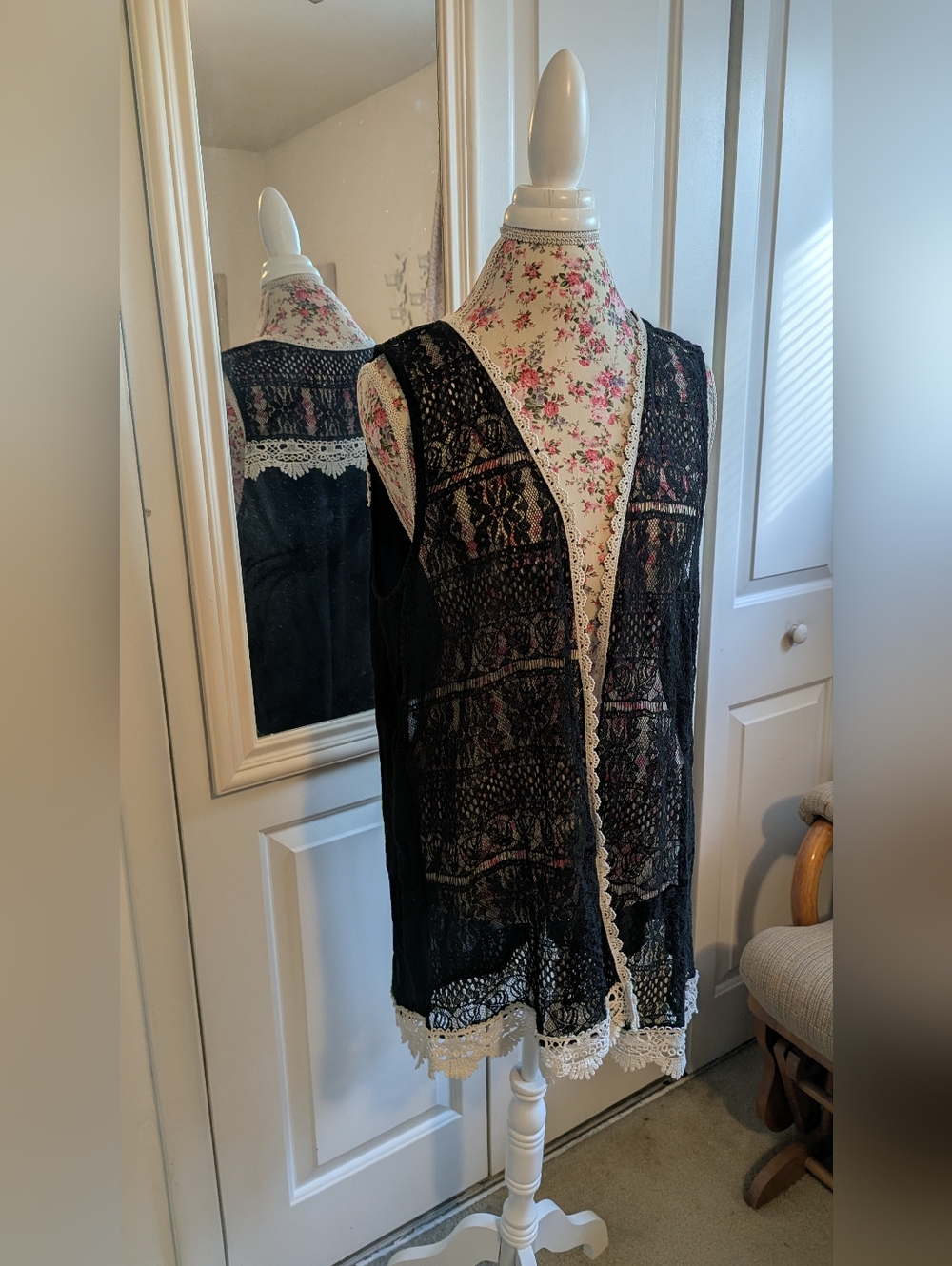 Umgee Vest Top Size XL Floral Fairy Mesh Lace Cardigan Black Whimsigoth Womens
